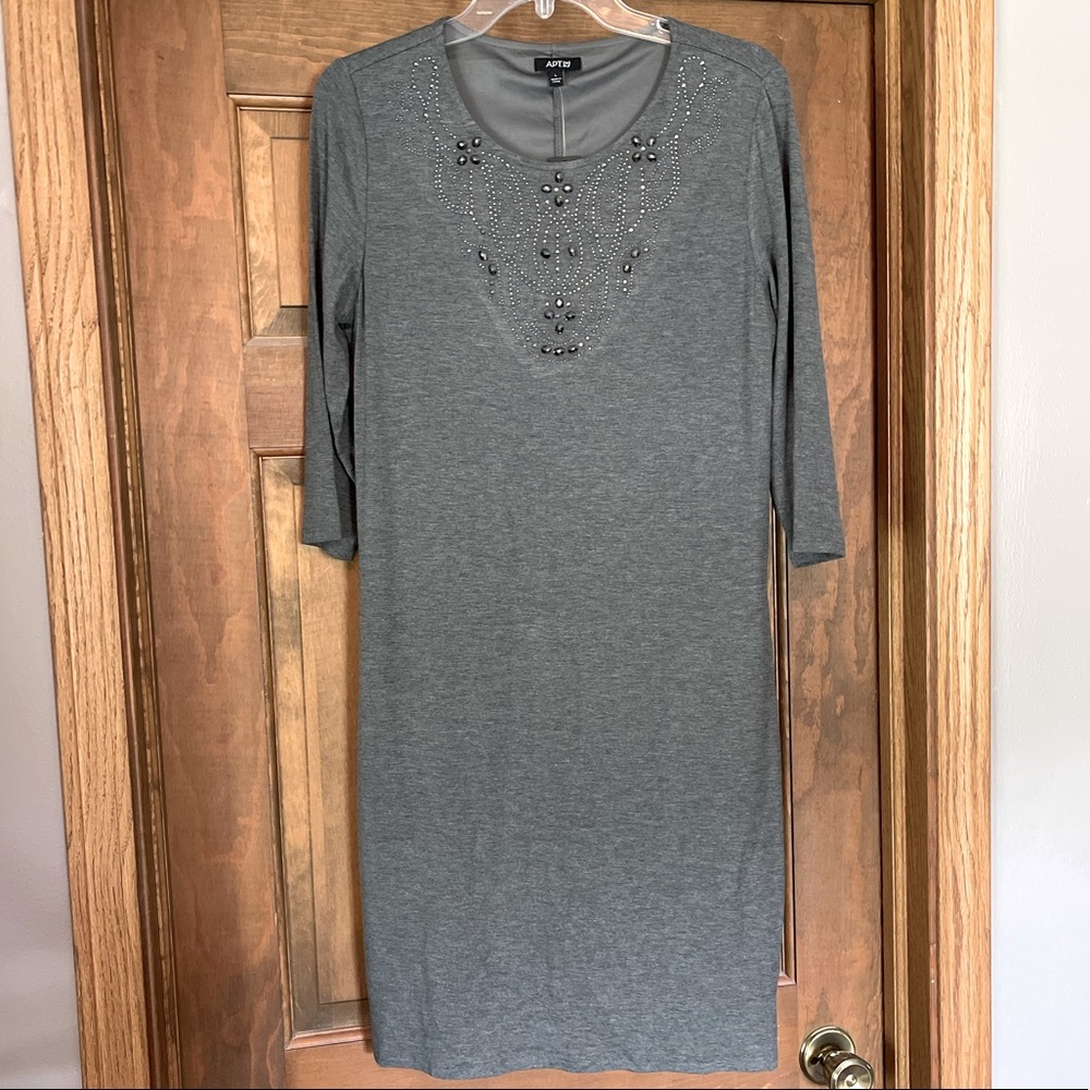 Grey dress with beaded detail